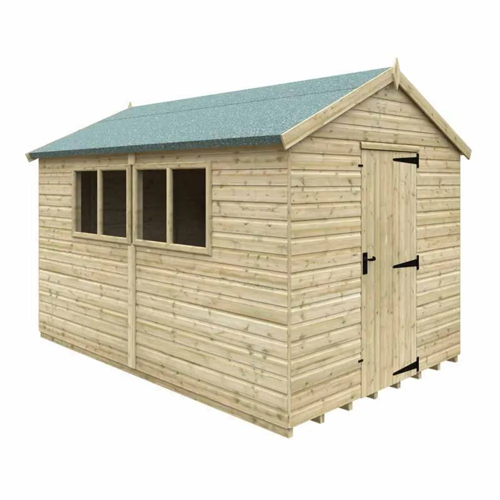 Buttercup Farm 12 x 8 Feet Apex Premier 16mm Shed - Solid Wood/Softwood/Pine in Natural
