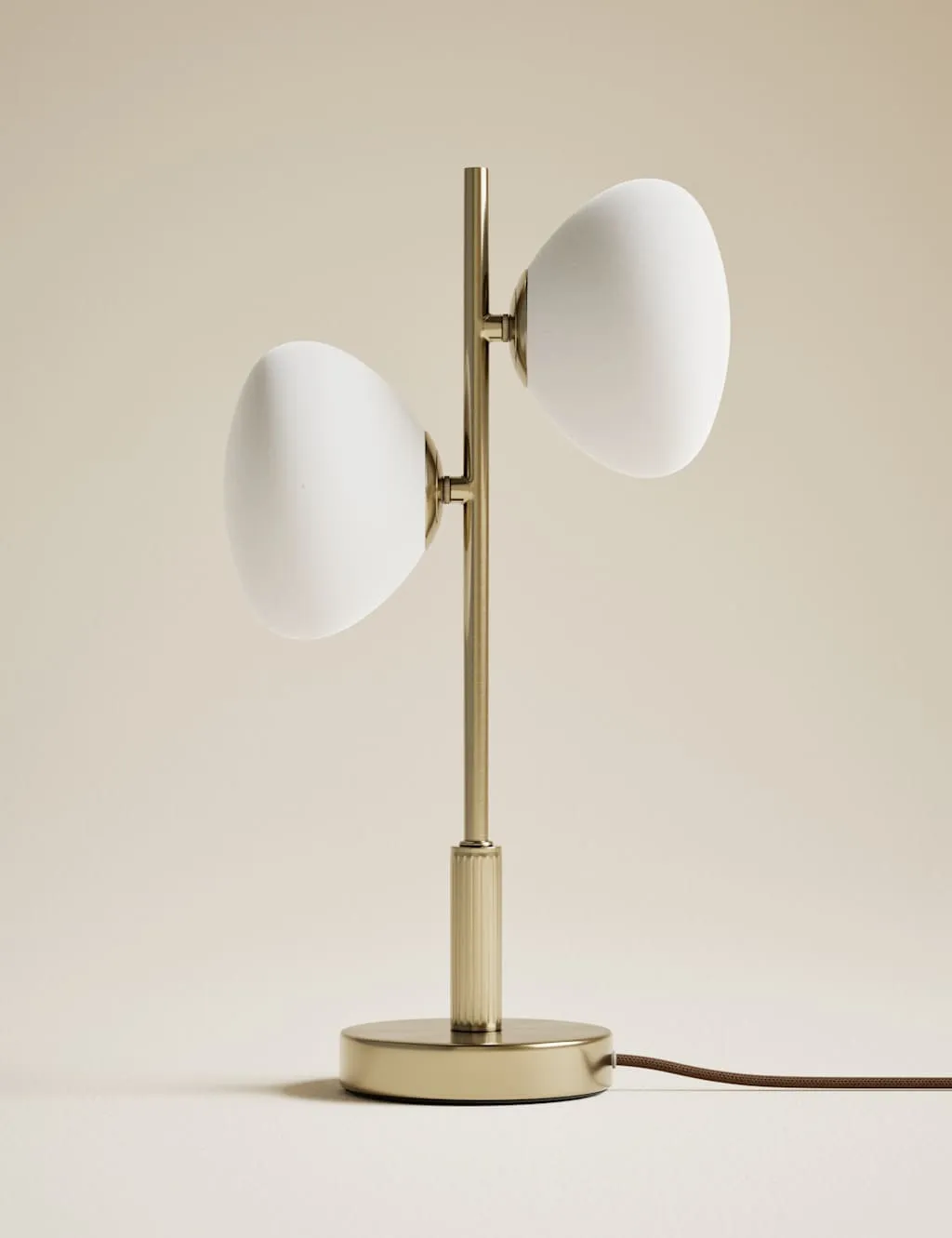 M&S Metal Two Light Table Lamp Antique Brass