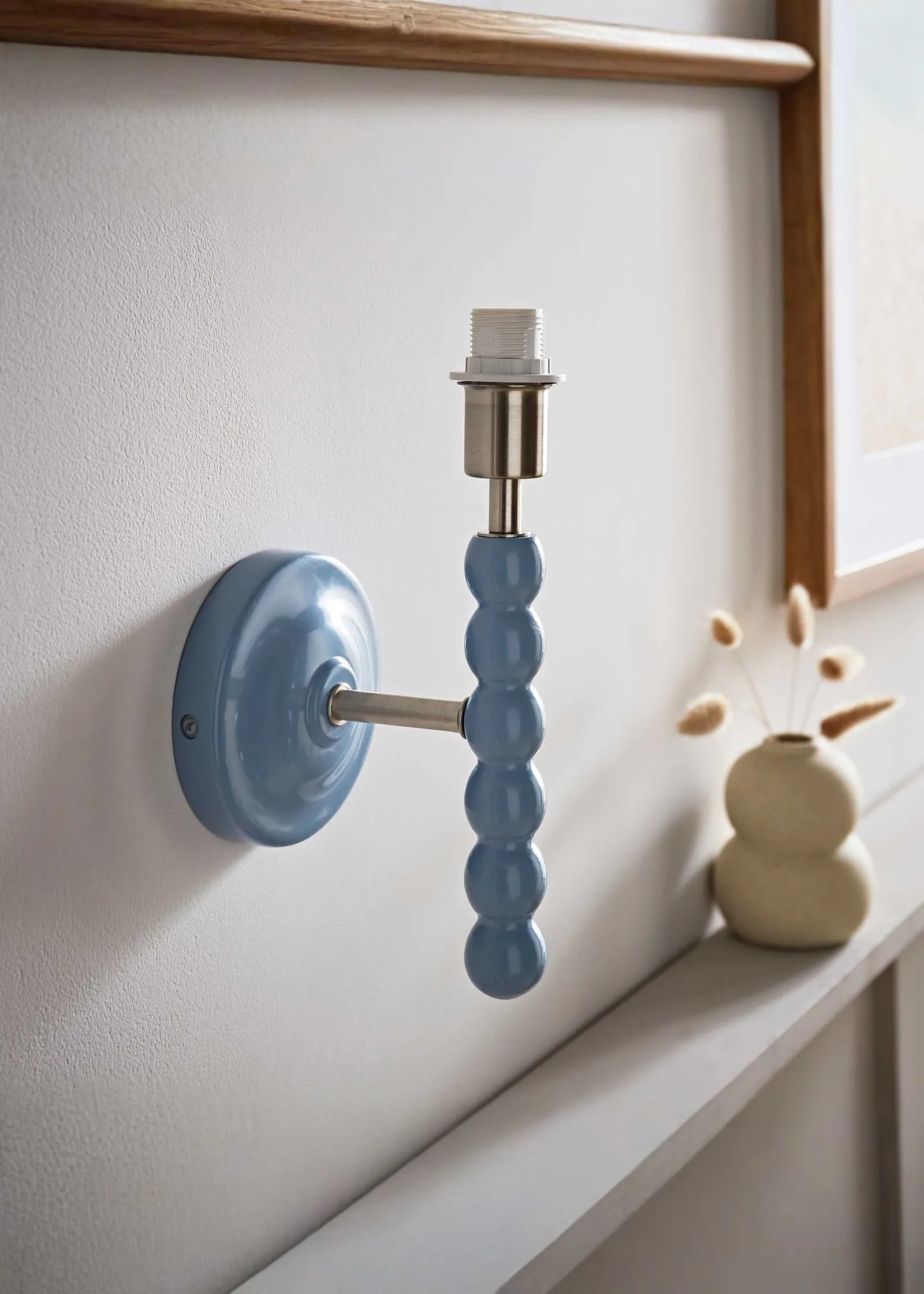 ValueLights Bobbins Pastel Bobble Style Wall Light Base in Pale Blue