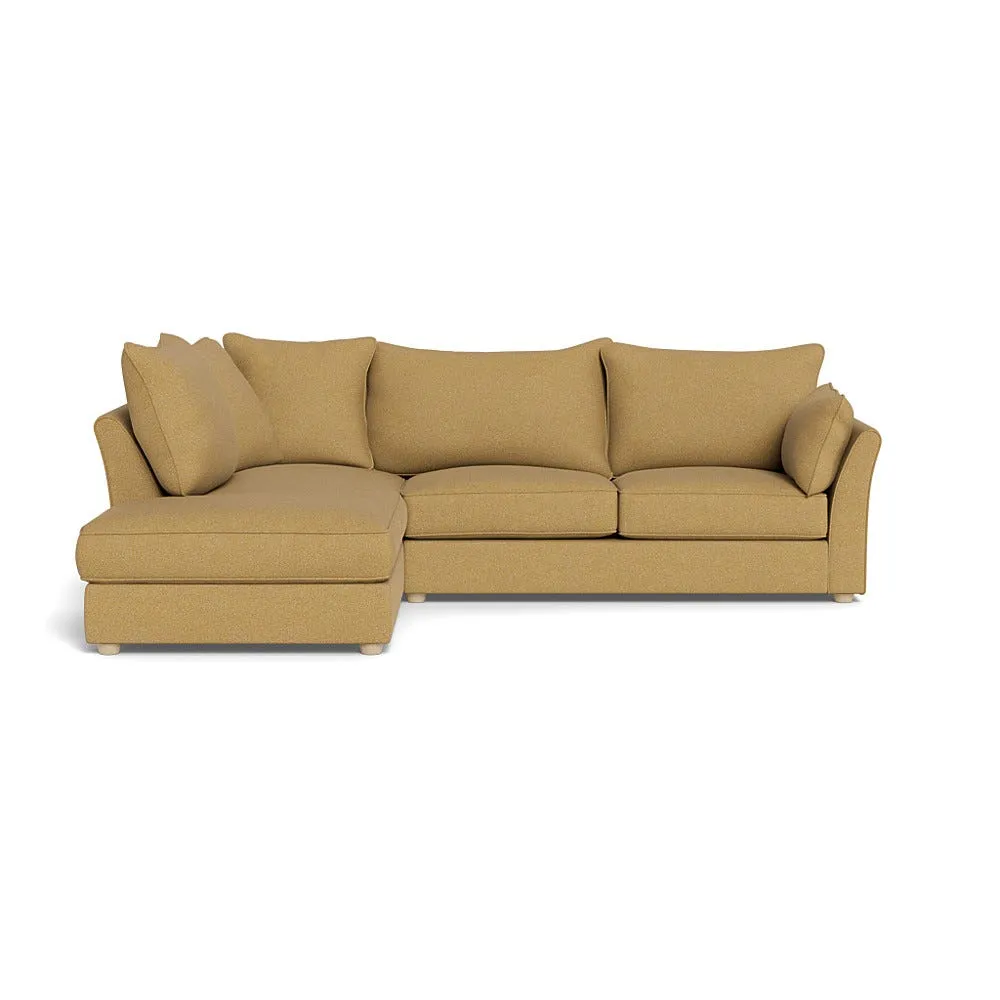 Heal's Tailor Left Hand Facing Corner Sofa Boucle Tweed Citrine Natural Feet 1
