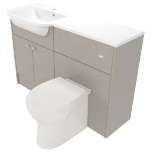 Deccado Benham Soft Suede Left Hand 1200mm Fitted Vanity & Toilet Pan Unit Combination with Left Hand Basin
