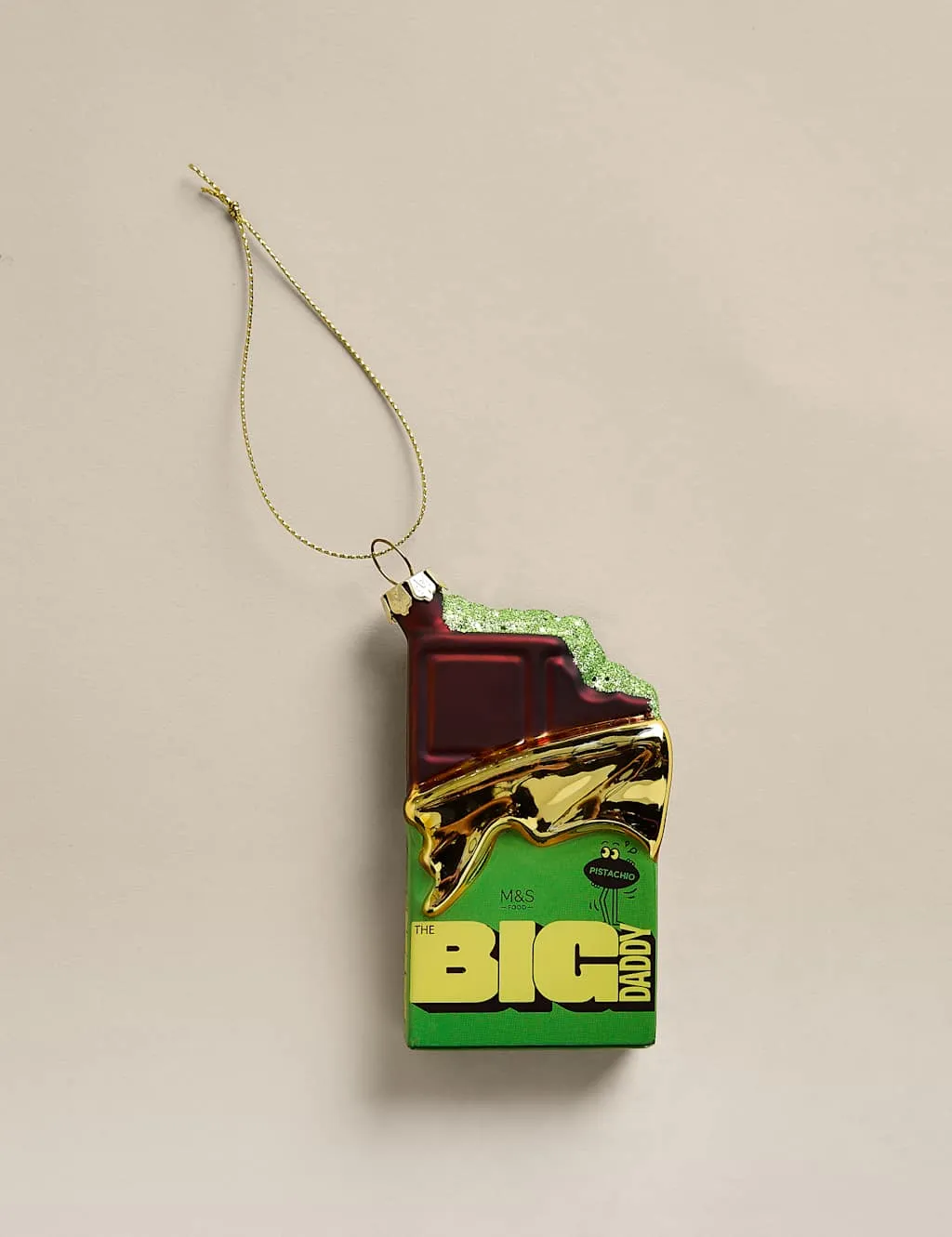 M&S Glass M&S Big Daddy Pistachio Bar Ornament Green Mix