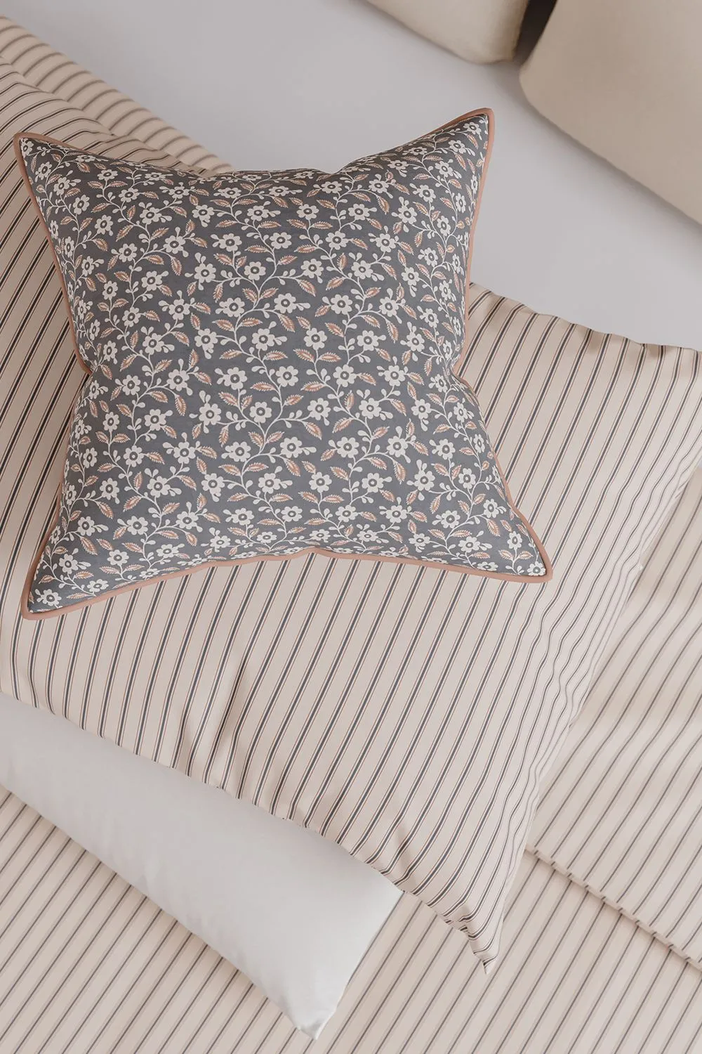 Helena Springfield 'Ticking Stripe' Cotton Duvet Cover Set in Grey 4