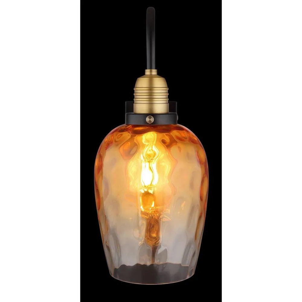 Netlighting Salvy Dome Wall Lamp Matt Black Amber Glass Shade 1x E27 5