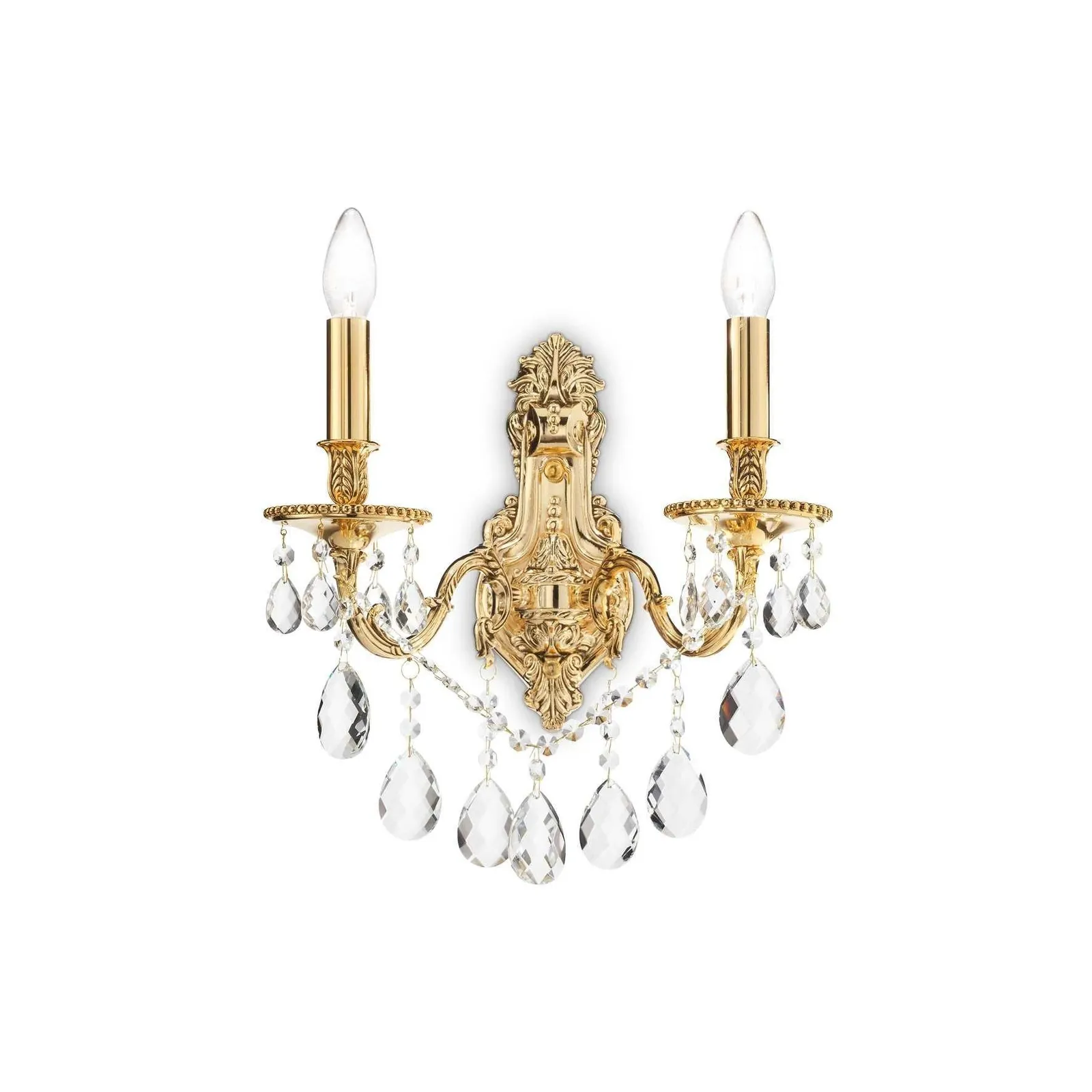 Netlighting Gioconda 2 Light Indoor Candle Wall Light Gold with Crystals E14