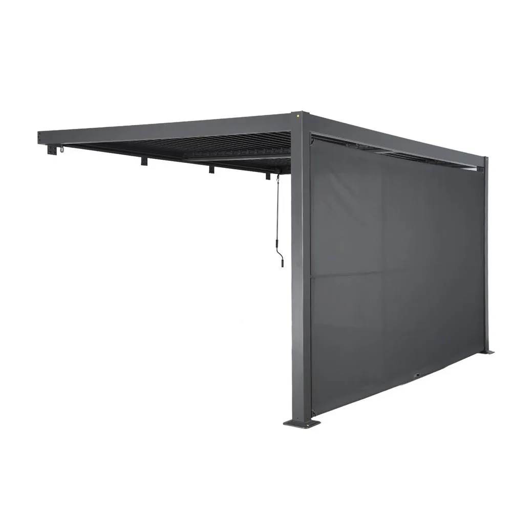sweeek Lean to pergola with louvered roof aluminium 4 x 3m Palace + awning in Dark Grey 2