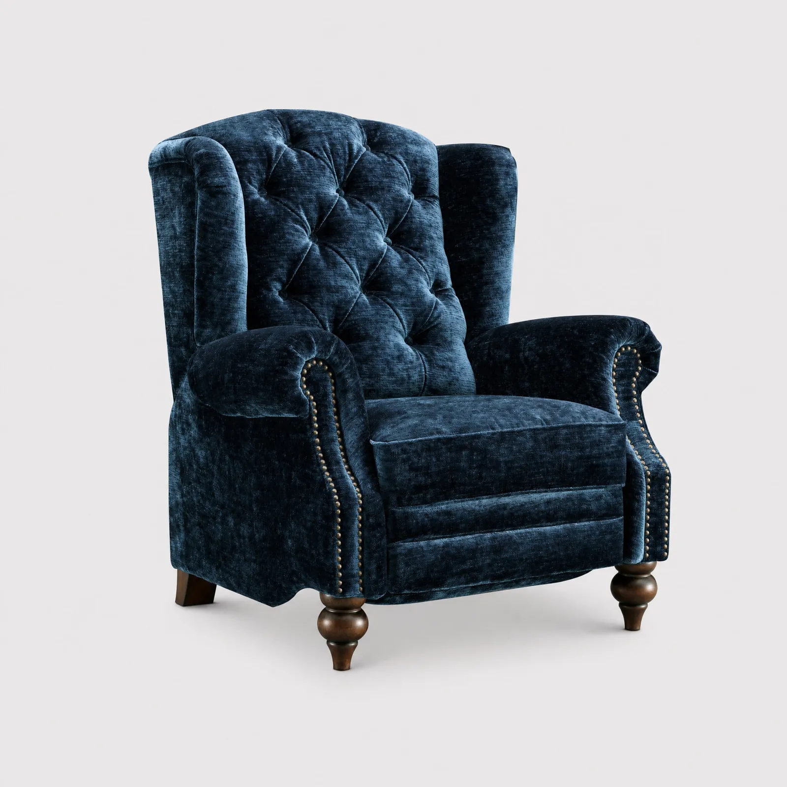Ullswater Pwr Recline Wing Recliner Chair, Blue Fabric | Barker & Stonehouse