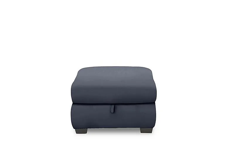 Nixon Leather Storage Footstool - BV Ocean Blue