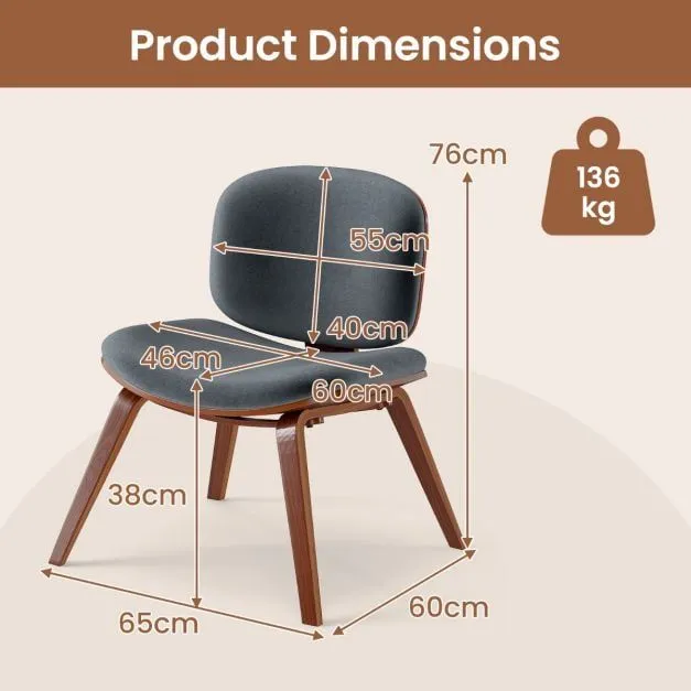 Costway Modern Accent Chair Upholstered Side Chair with Curved Backrest in Grey 4