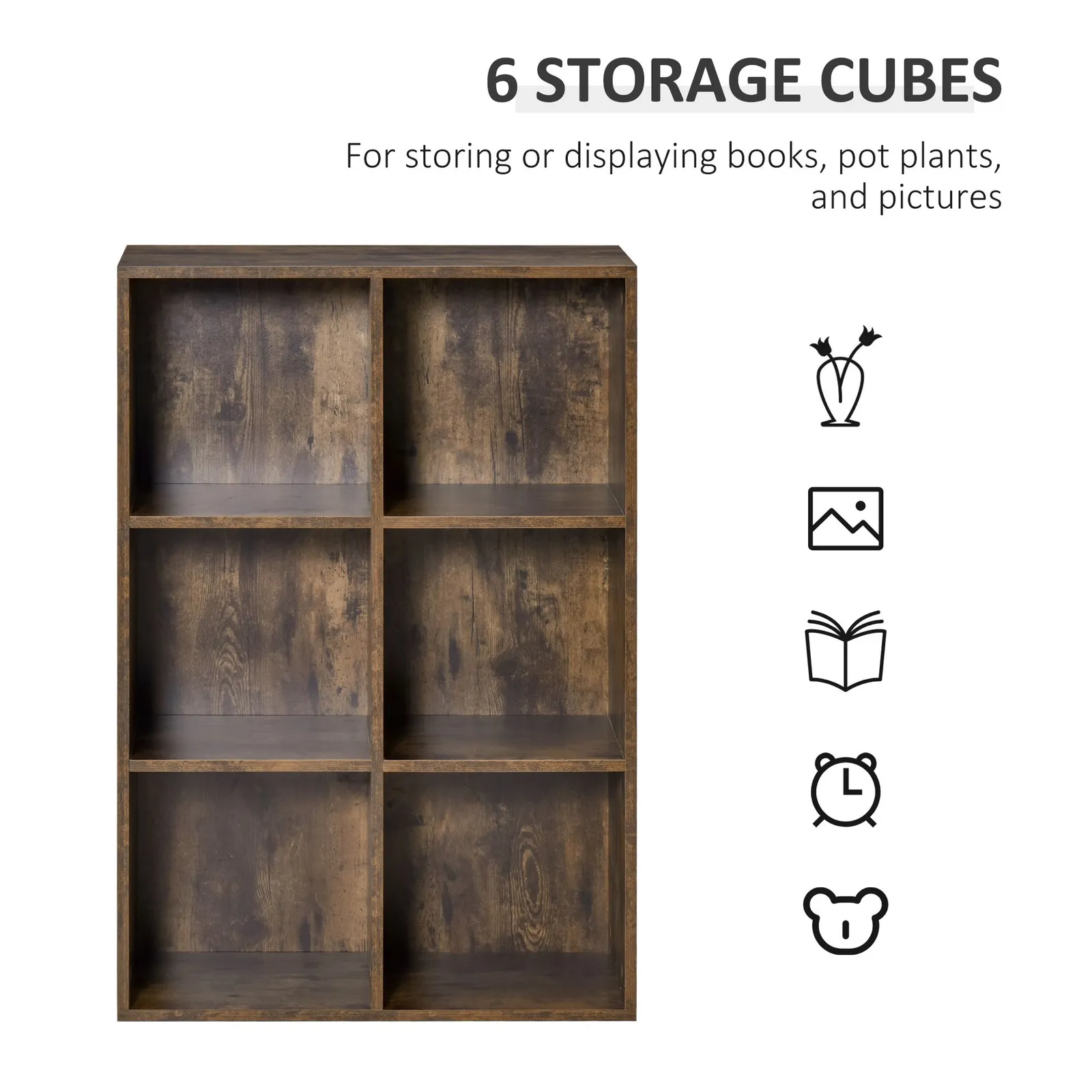 HOMCOM Cubic Cabinet Bookcase Storage Shelves Display Organiser in Brown 6