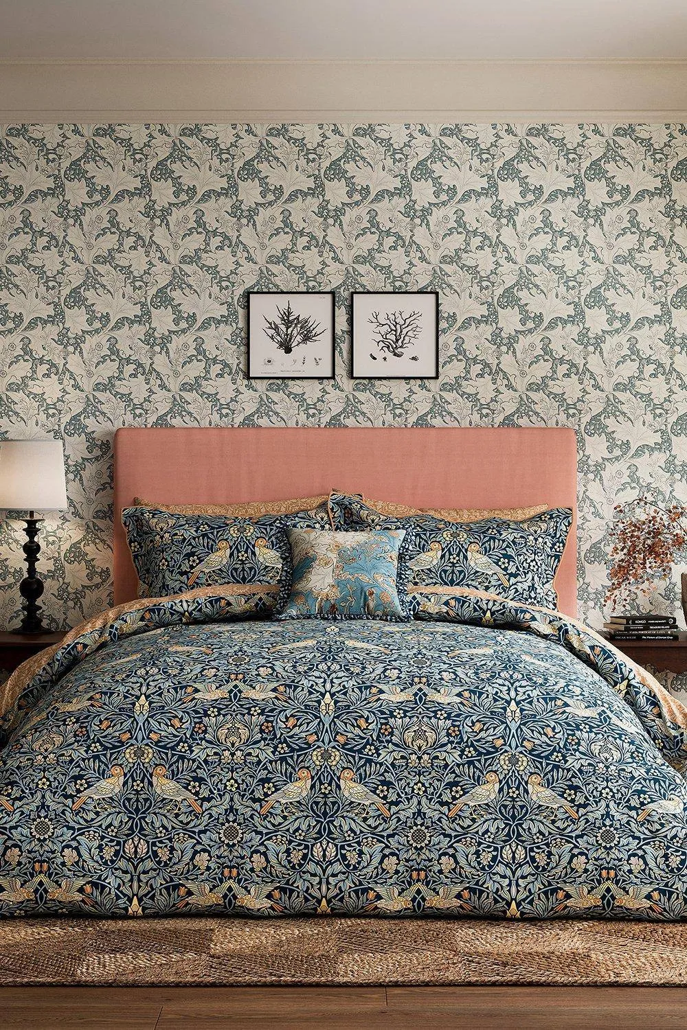 Morris & Co 'Bird' Cotton Duvet Cover Set in Blue