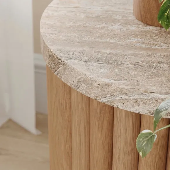 Lucin Travertine Effect Side Table 4