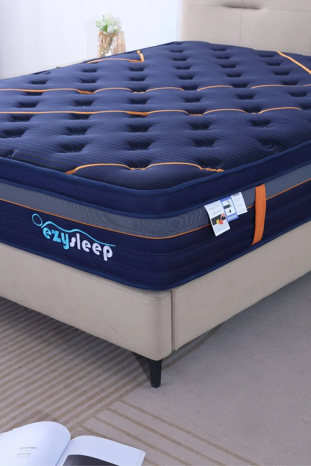 Ezysleep 30cm Saphire Harmony Spring Foam Mattress in Navy