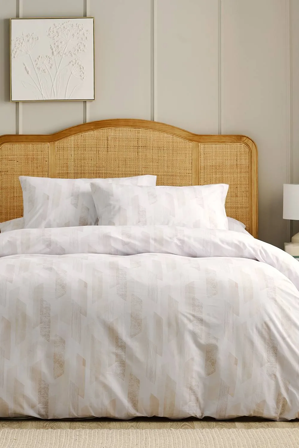 CHRISTY 'Aspen' Geometric Cotton Percale Duvet Cover Set in Beige 2
