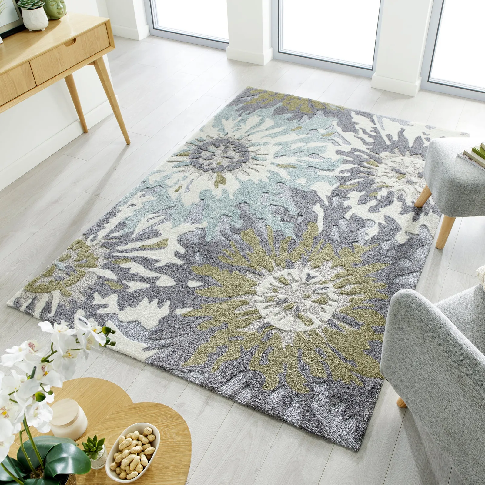 Soft Floral Rug Soft Floral Green