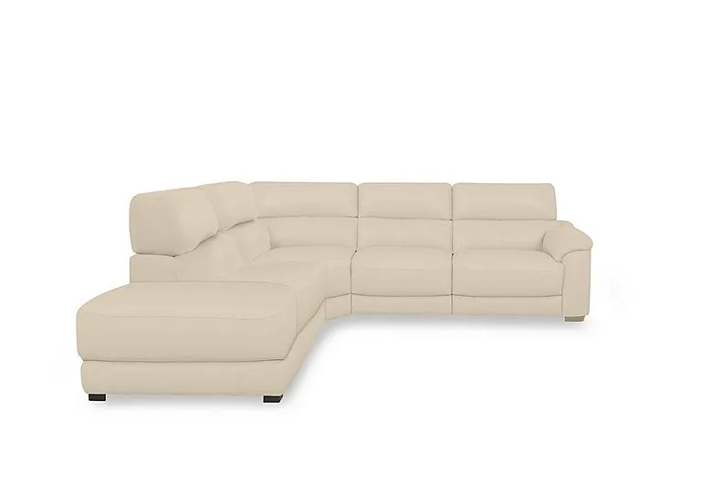 Nova Leather Power Recliner Storage Chaise End Corner Sofa with Power Headrests - BV Bisque - Sofas and Armchairs - In Time for Christmas