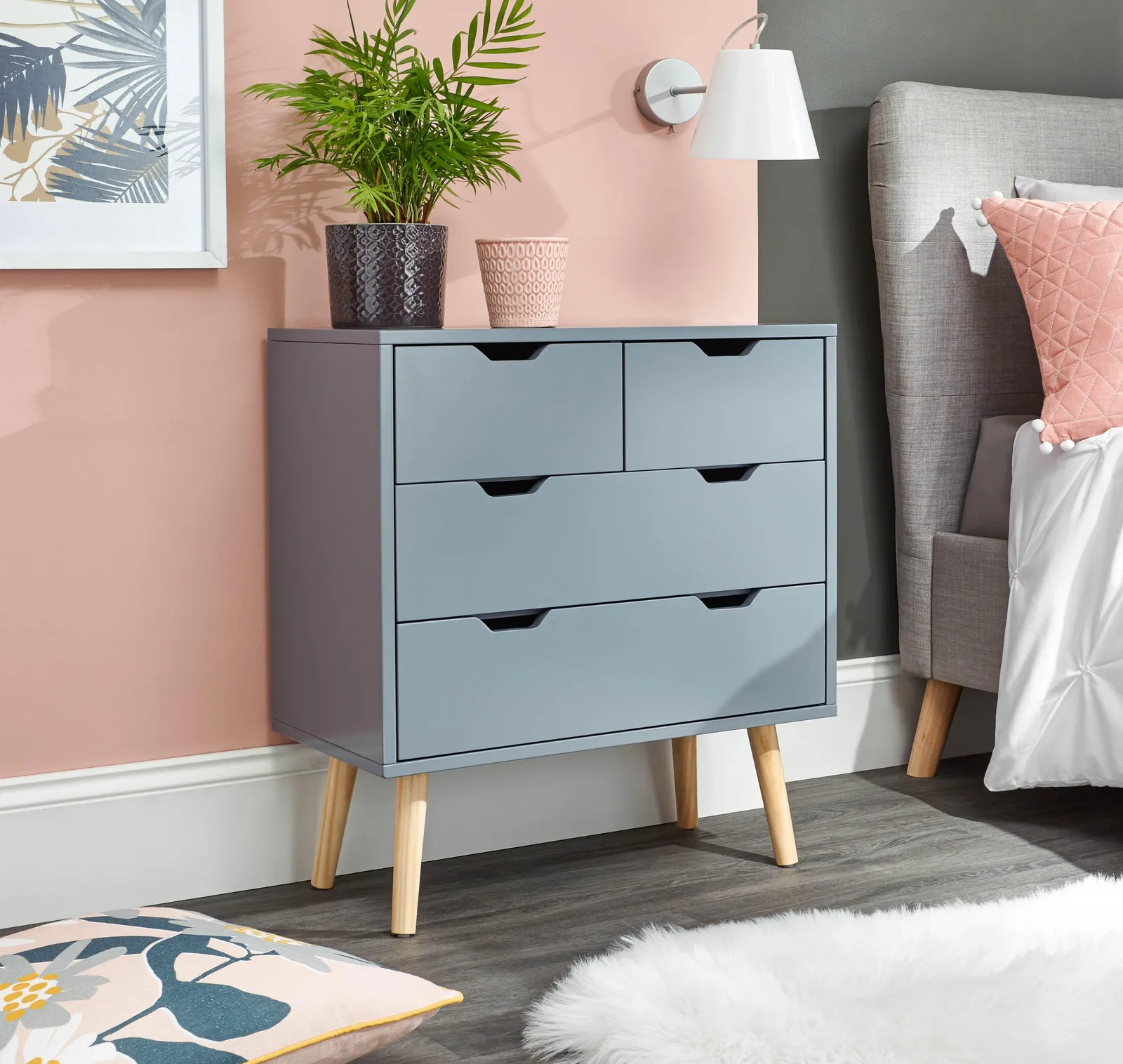 GFW Nyborg 2+2 Drawer Chest in Dark Grey 1