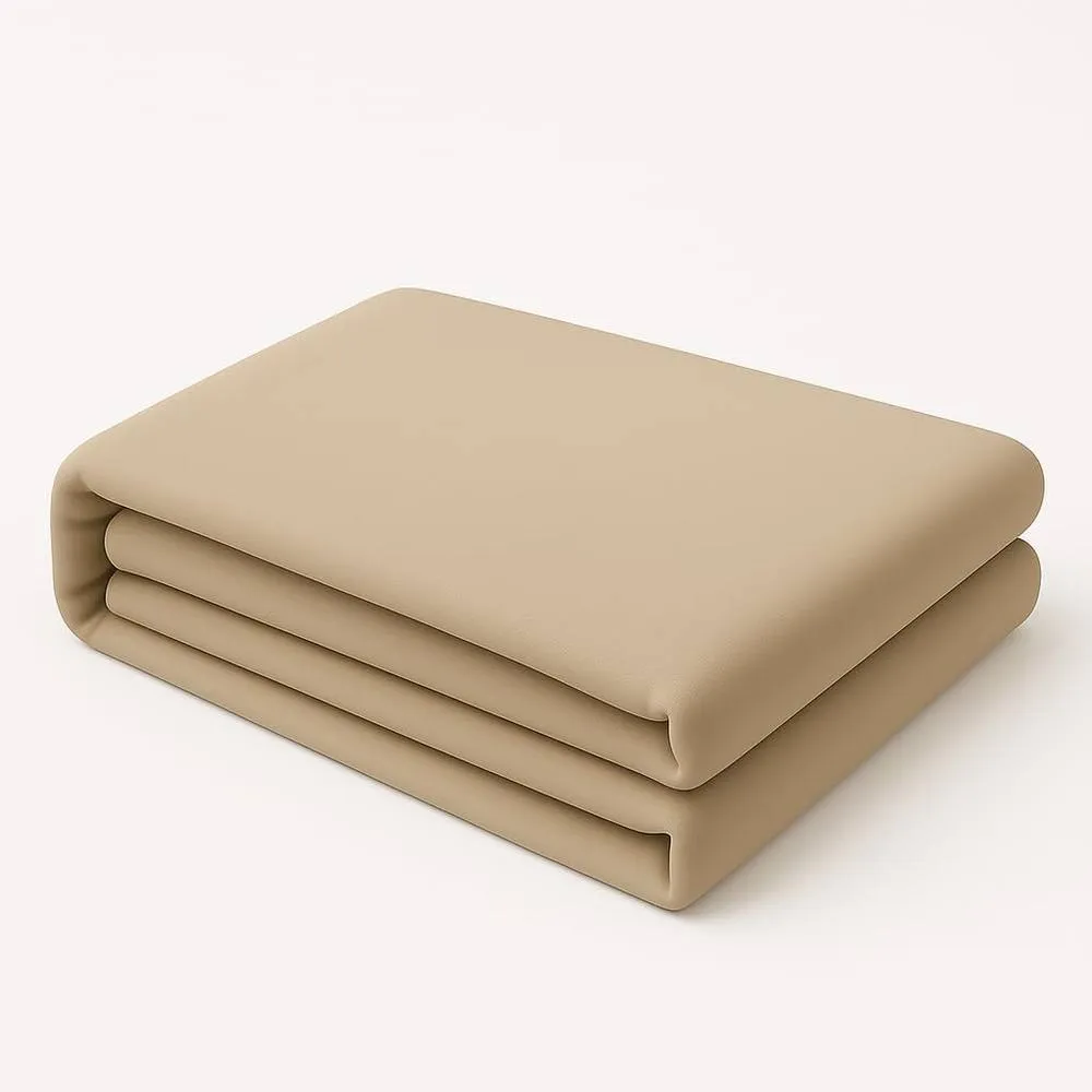Homes-Linen Plain Dyed Flat Sheet Polycotton Blend Easy Care Bed Linen in Beige