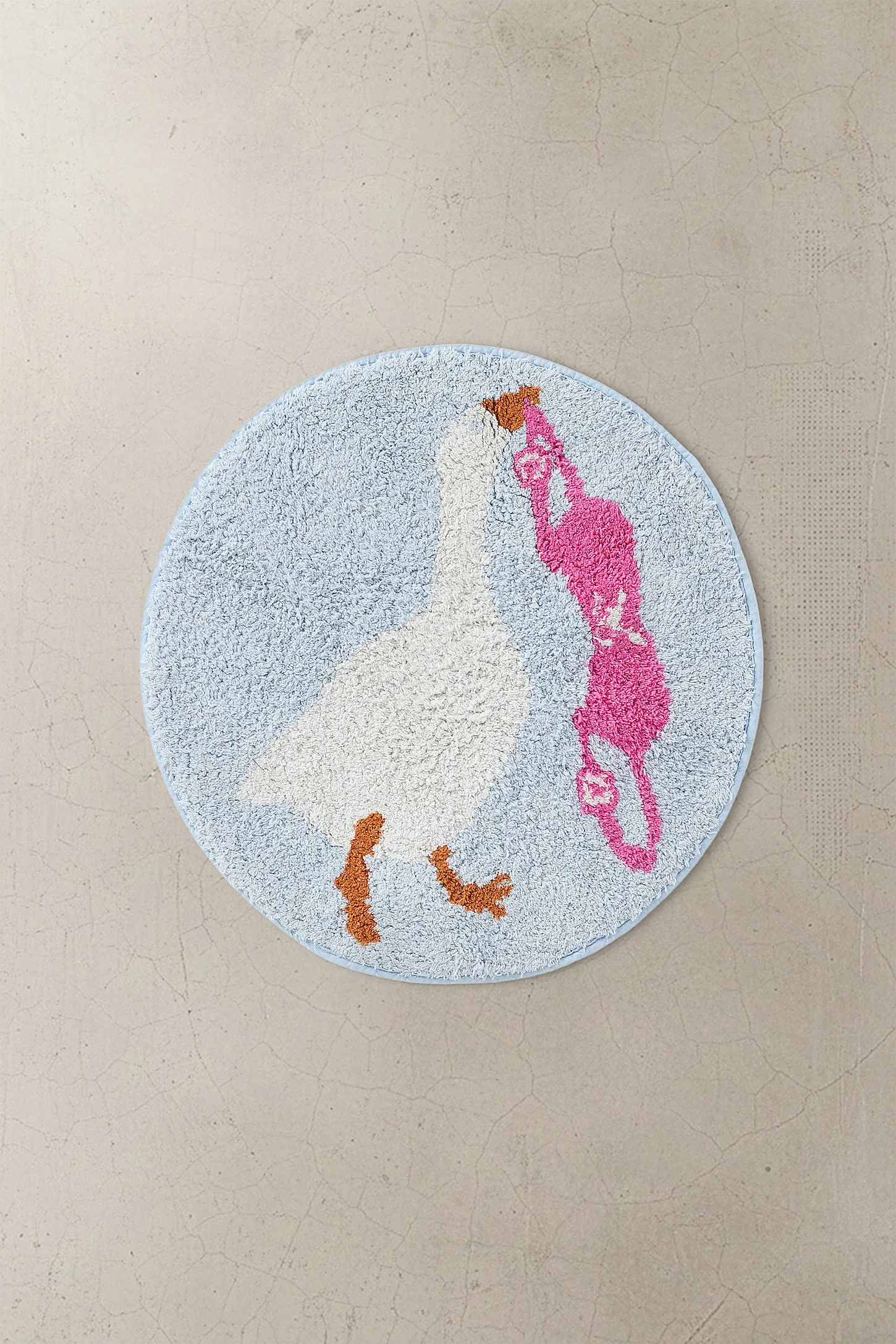 Silly Goose Round Bath Mat - Light Blue