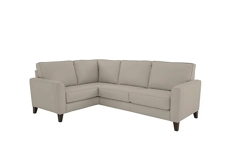 Brondby Small NC Leather Left Hand Facing Corner Sofa - Silver Grey