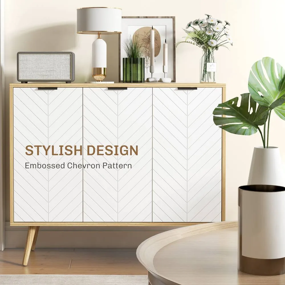 HOMCOM Modern Sideboard, Storage Cabinet, Accent Cupboard for Kitchen, White 5