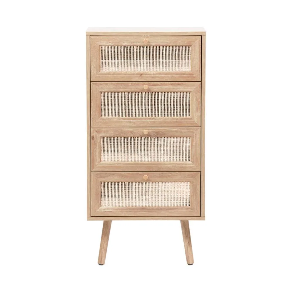 sweeek 4-drawer chest with wood & cane effect in Beige 2