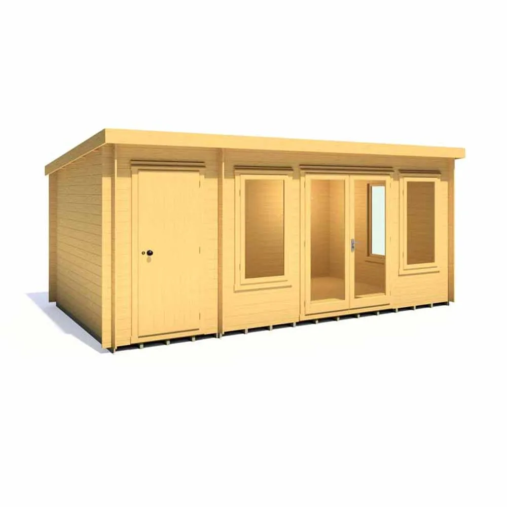 Shires Elm 10 x 17 Feet Log Cabin in 19 mm Logs - L509 x W299 x H225 cm in Light Brown 4