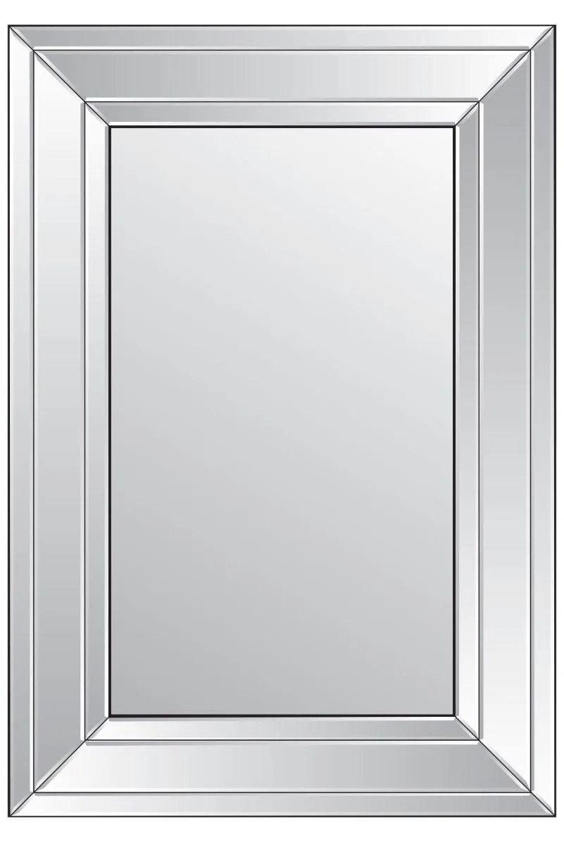 MirrorOutlet Langley All Glass Modern Bevelled Mirror 90 x 60 CM in Silver 3