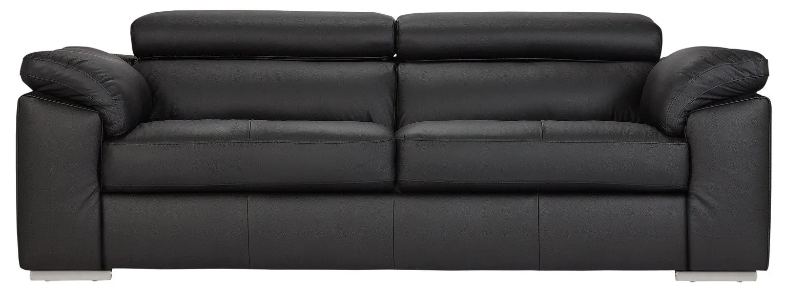 Argos Home Valencia 3 Seater Leather Sofa - Black