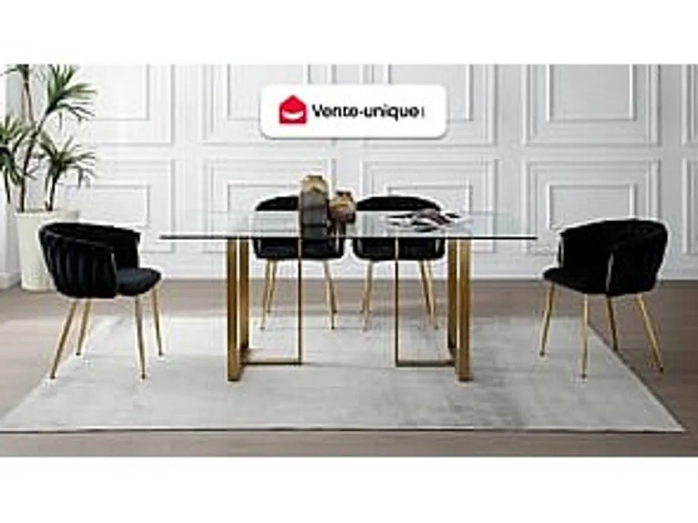 Vente-unique 6 - Seaterer Dining Table - Tempered Glass & Stainless Steel in Clear 4