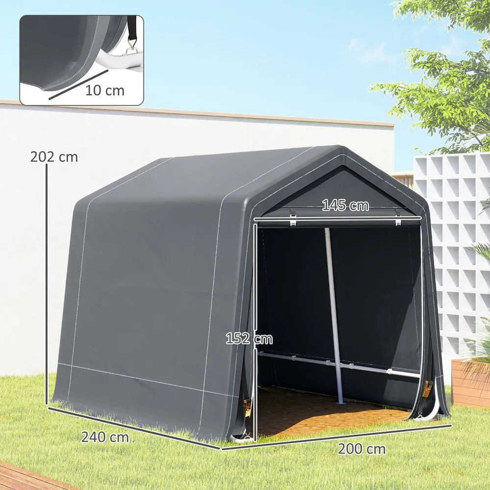 OUTSUNNY Outdoor Garden Storage Shed Waterproof Bike Tent w/ Zipper Doors in Dark Grey 3