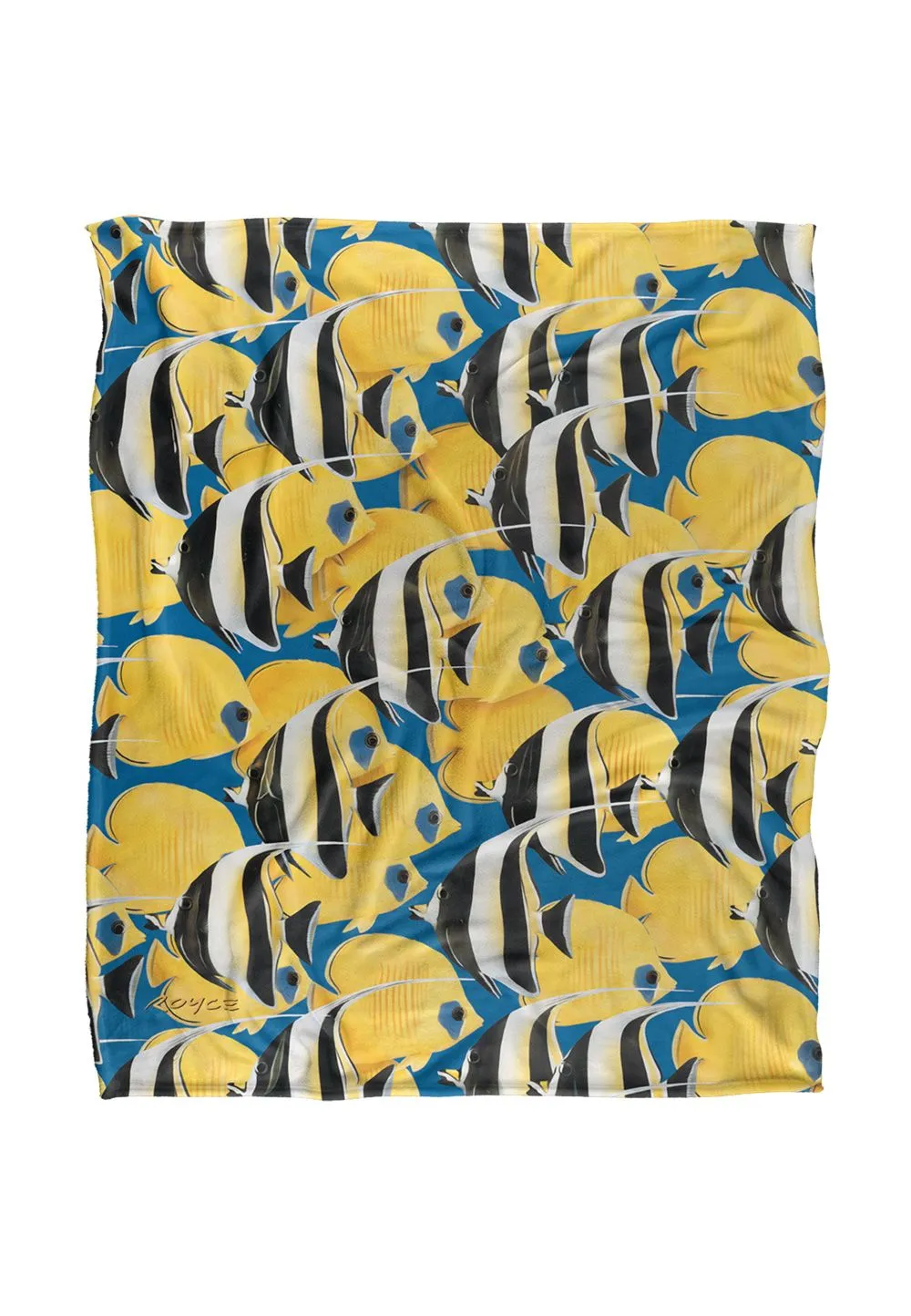 JQ Licensing Royce Mcclure Tropical Fish Rush Hour Silky Touch Super Soft Throw Blanket 152 X 127 cm in White