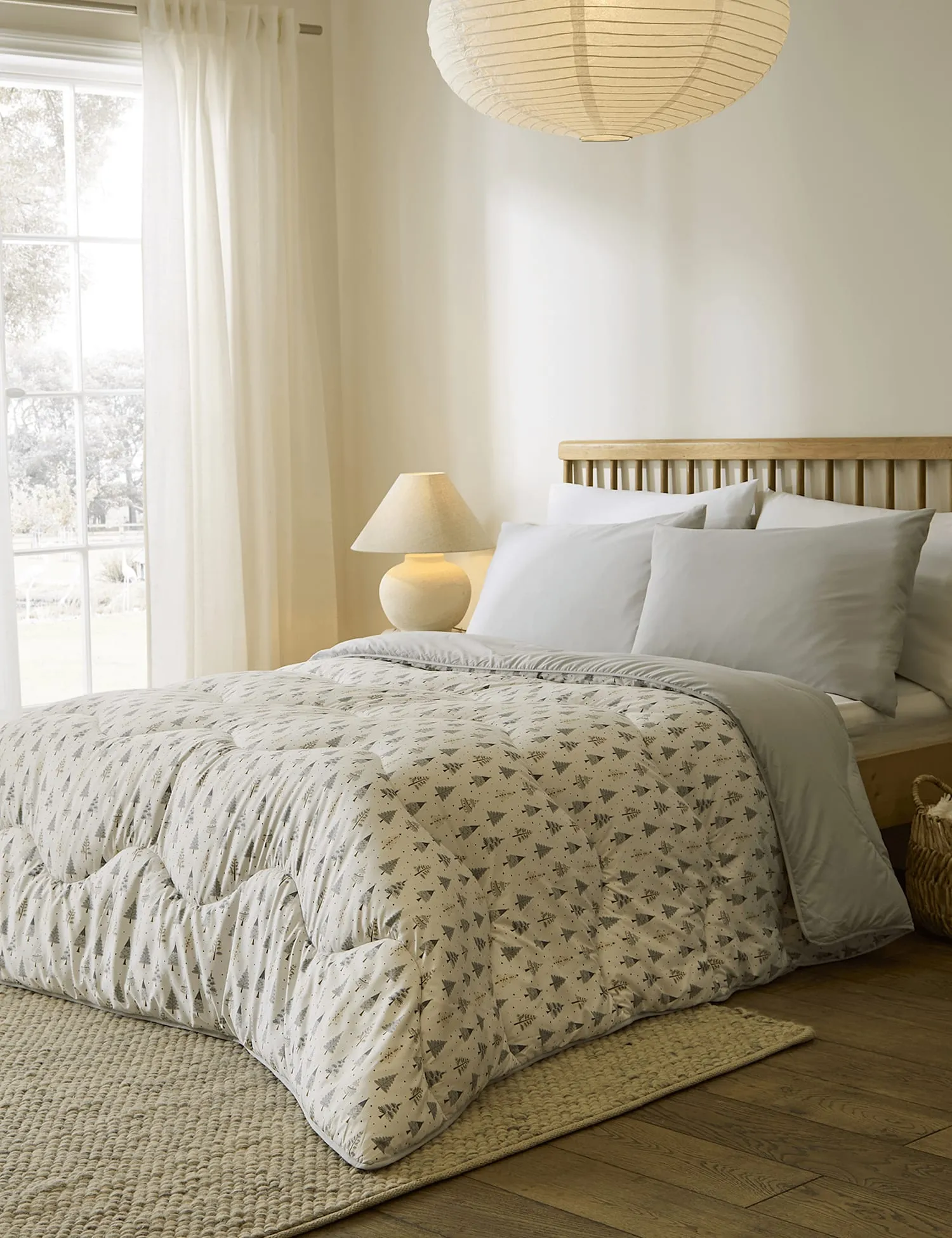 Nightlark Scandi Tree 10.5 Tog Coverless Duvet & Pillowcase Set White