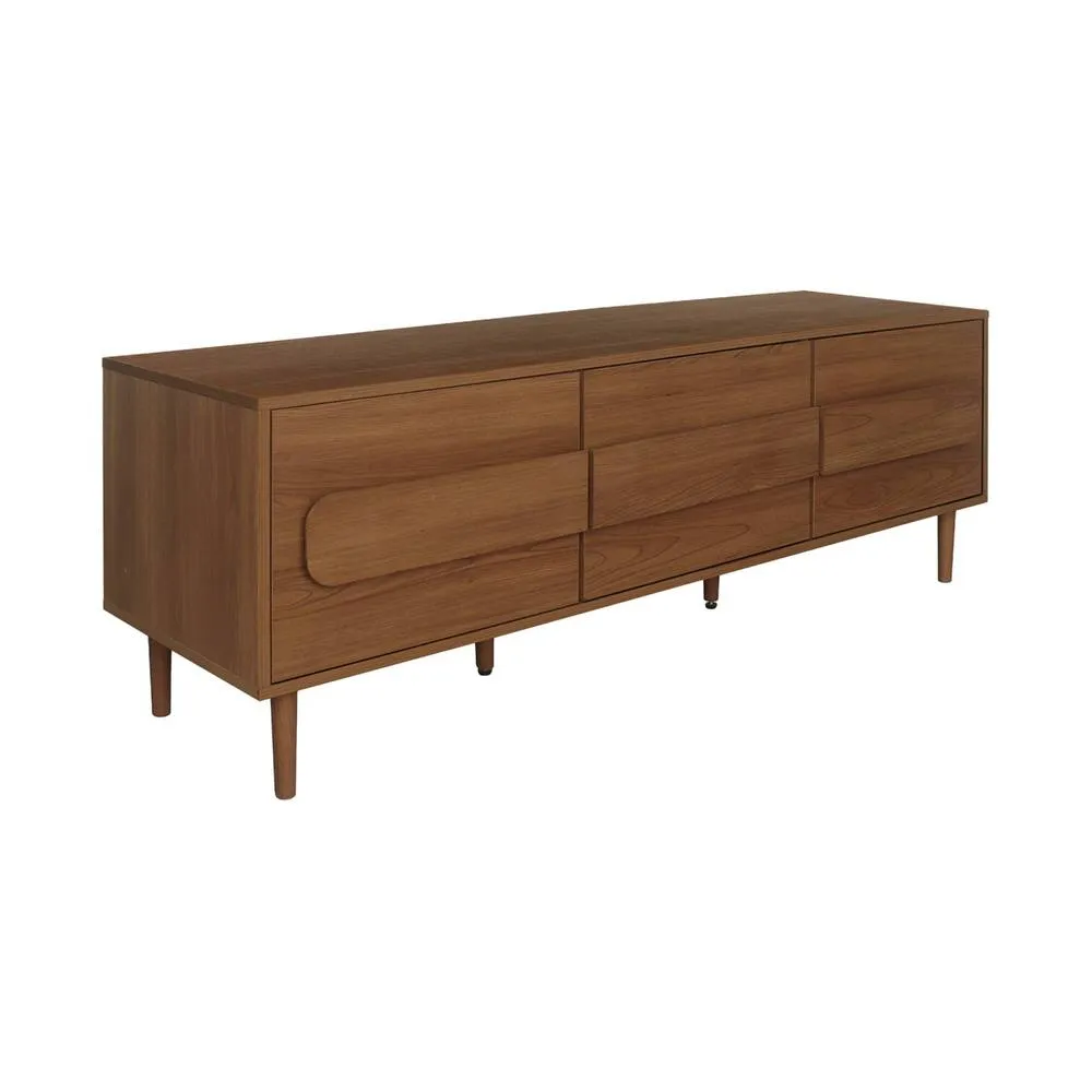 sweeek Vintage wood effect TV stand with 3 doors 150 cm in Dark Brown 2