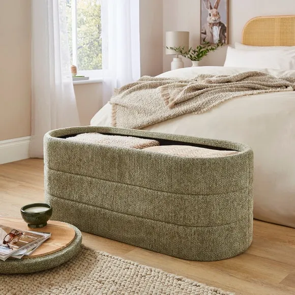 Chenille Lozenge Ottoman with Tray 3