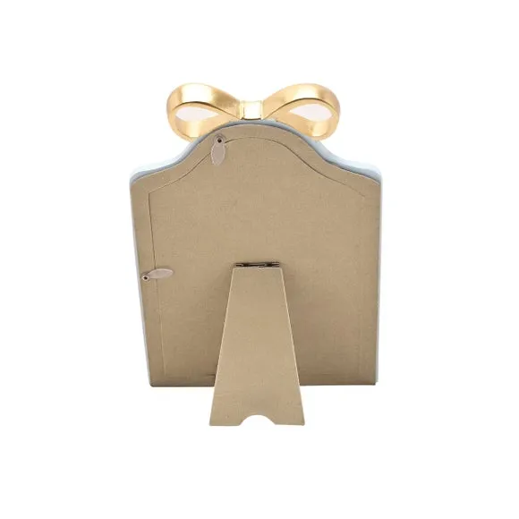 Hestia Soft Blue Arched Photo Frame with Gold Bow 3