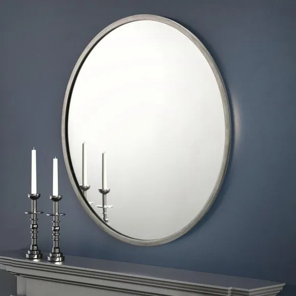 Octave Round Pewter Wall Mirror