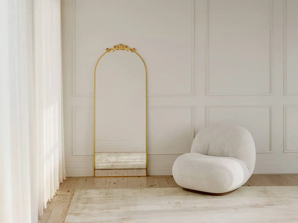 Vente-unique Large Romantic-Style Mirror With Moulding - Metal - L65 X H165 Cm in Gold