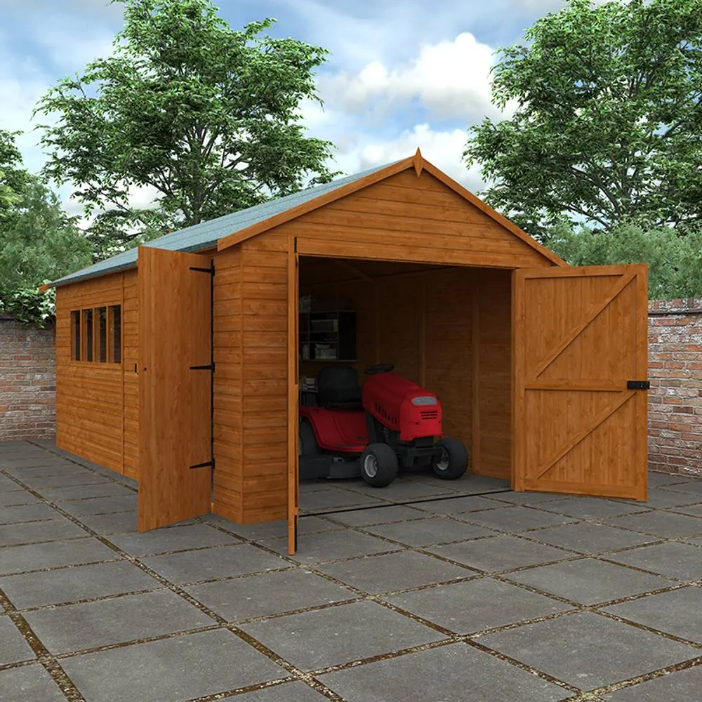 Buttercup Farm 18 x 10 Feet Garage 12mm Shed - Solid Wood/Softwood/Pine in Burnt Orange 3
