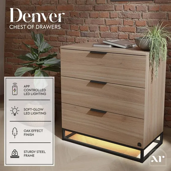 XR Living Denver 3 Drawer Chest with App Controlled LED Lights 2