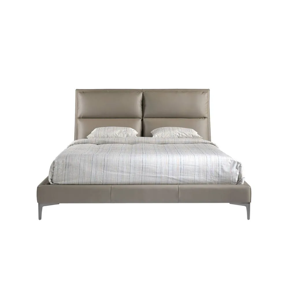 Angel Cerda Double Bed, Mink Leatherette, 160 x 200 cm Mattress in Taupe 2