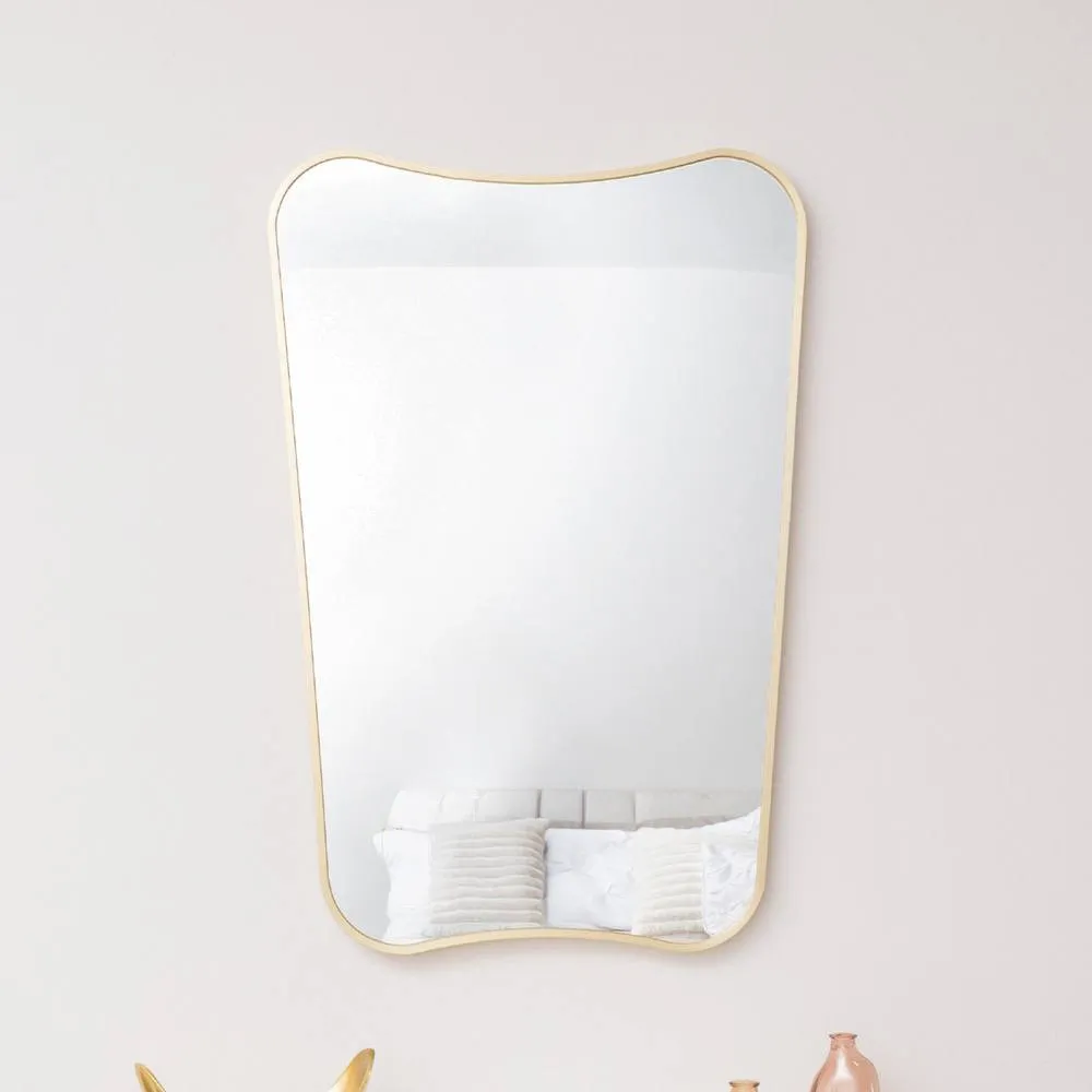 Melody Maison Gold Asymmetrical Metal Framed Wall Mirror - 54cm X 80cm