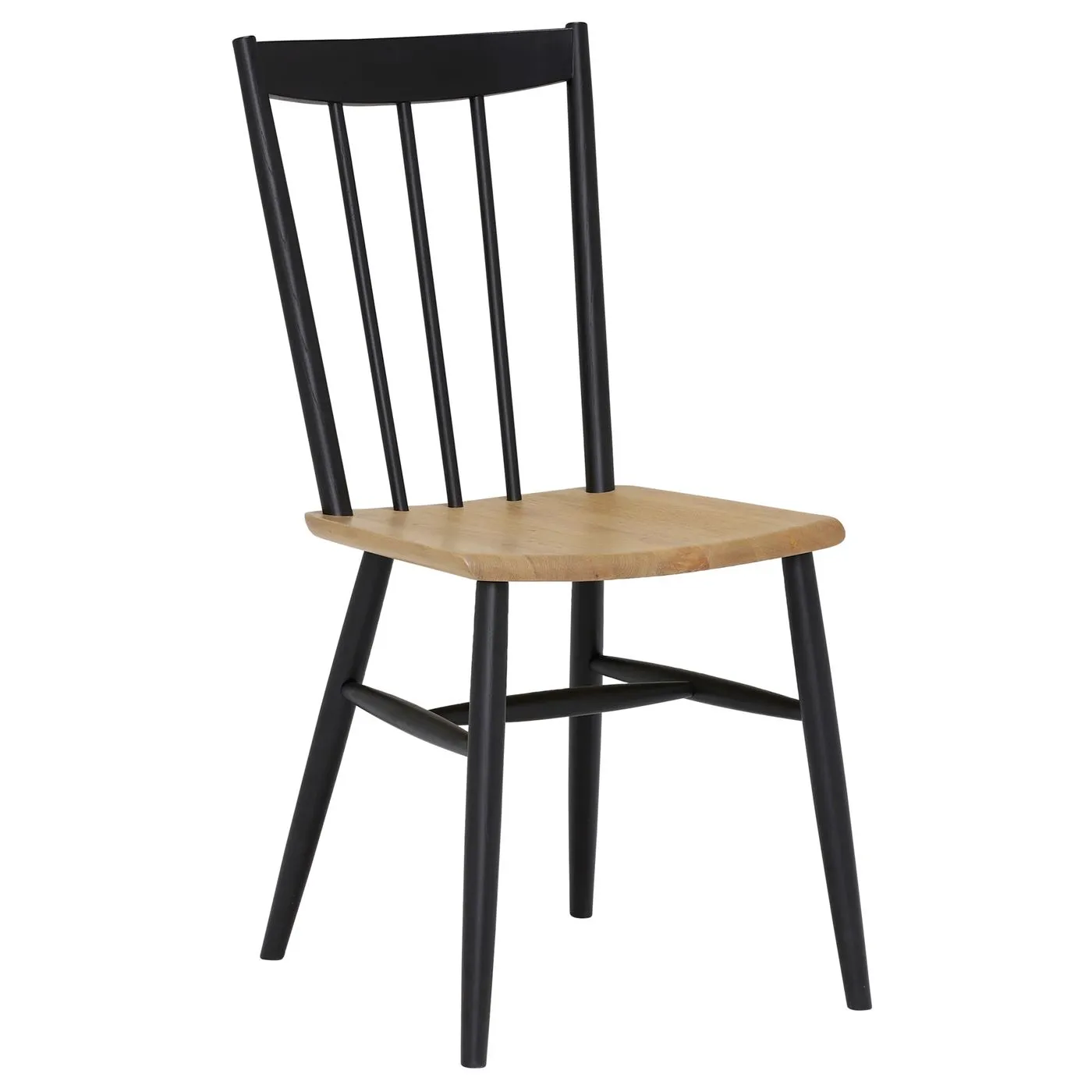 Ercol Monza Dining Chair - Black - Oak - W49 x D50 x H92cm - Barker & Stonehouse