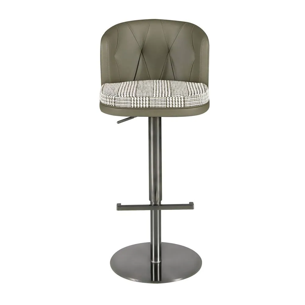Angel Cerda Fabric Swivel Bar Stool with Leatherette Backrest in Olive 2