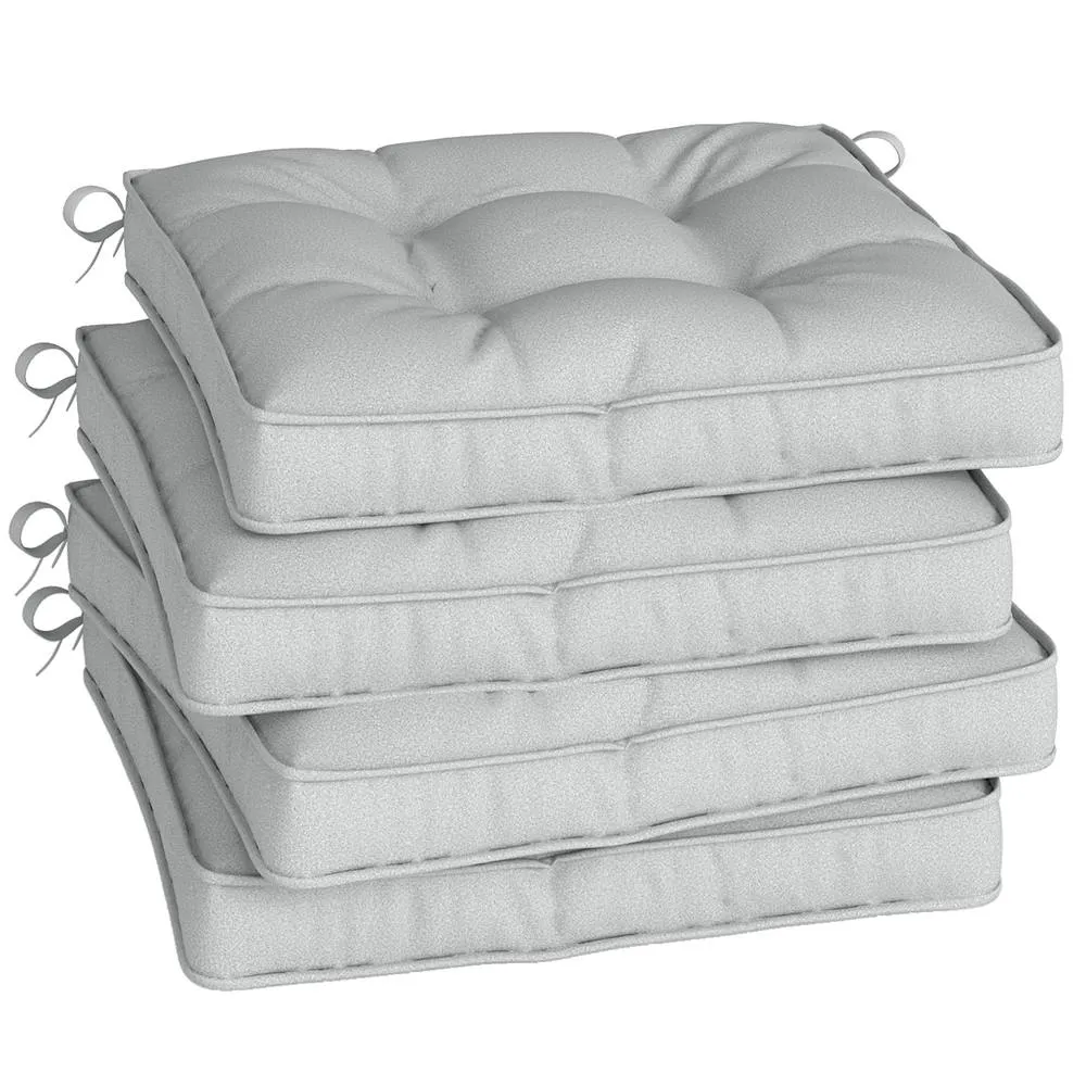 OUTSUNNY 42 x 42cm Replacement Garden Seat Cushion Pad with Ties, Light Grey 2