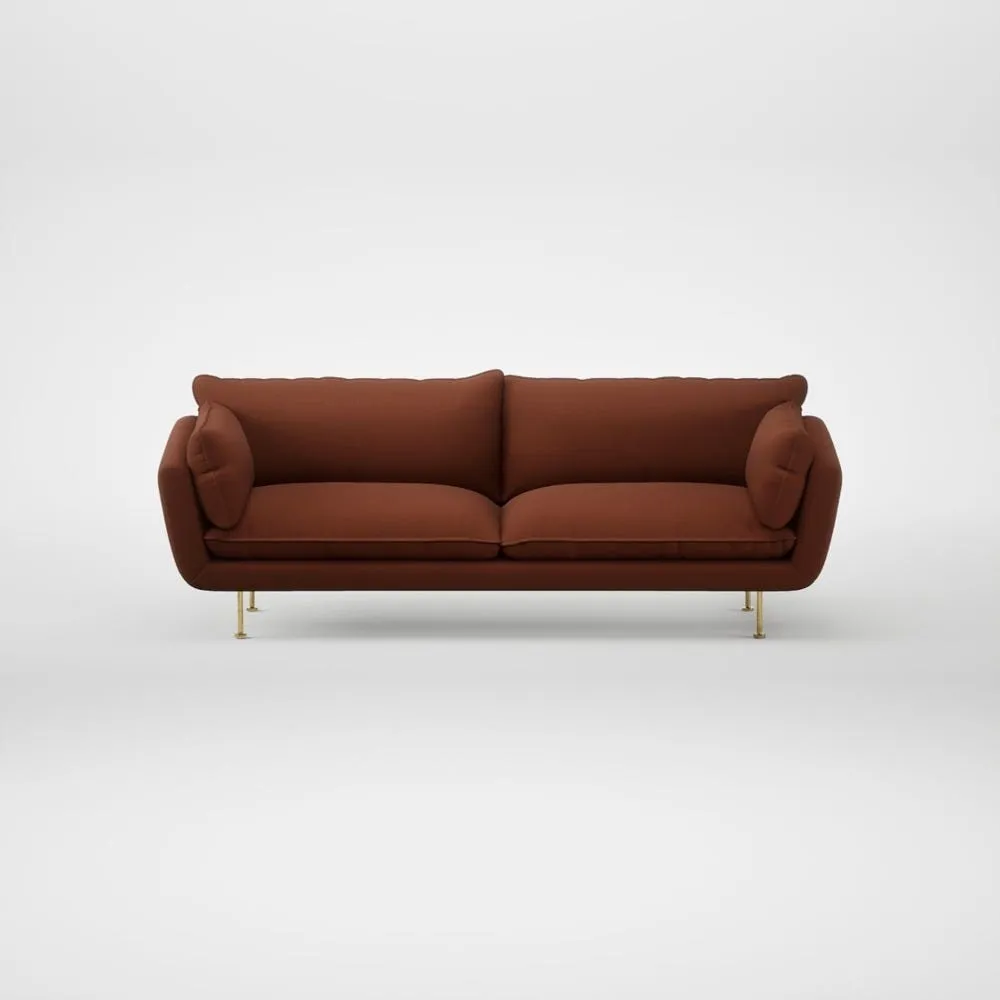 Heal's Allora 4 Seater Sofa Smart Cotton Linen Rust Brass Feet