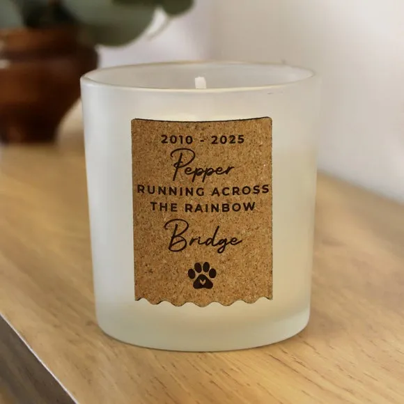 Personalised Paw Print Cork Label Candle 2