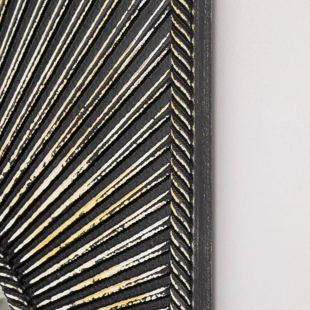 Melody Maison Distressed Black Rectangular Wooden Sunburst Wall Mirror - 60cm X 80cm 6
