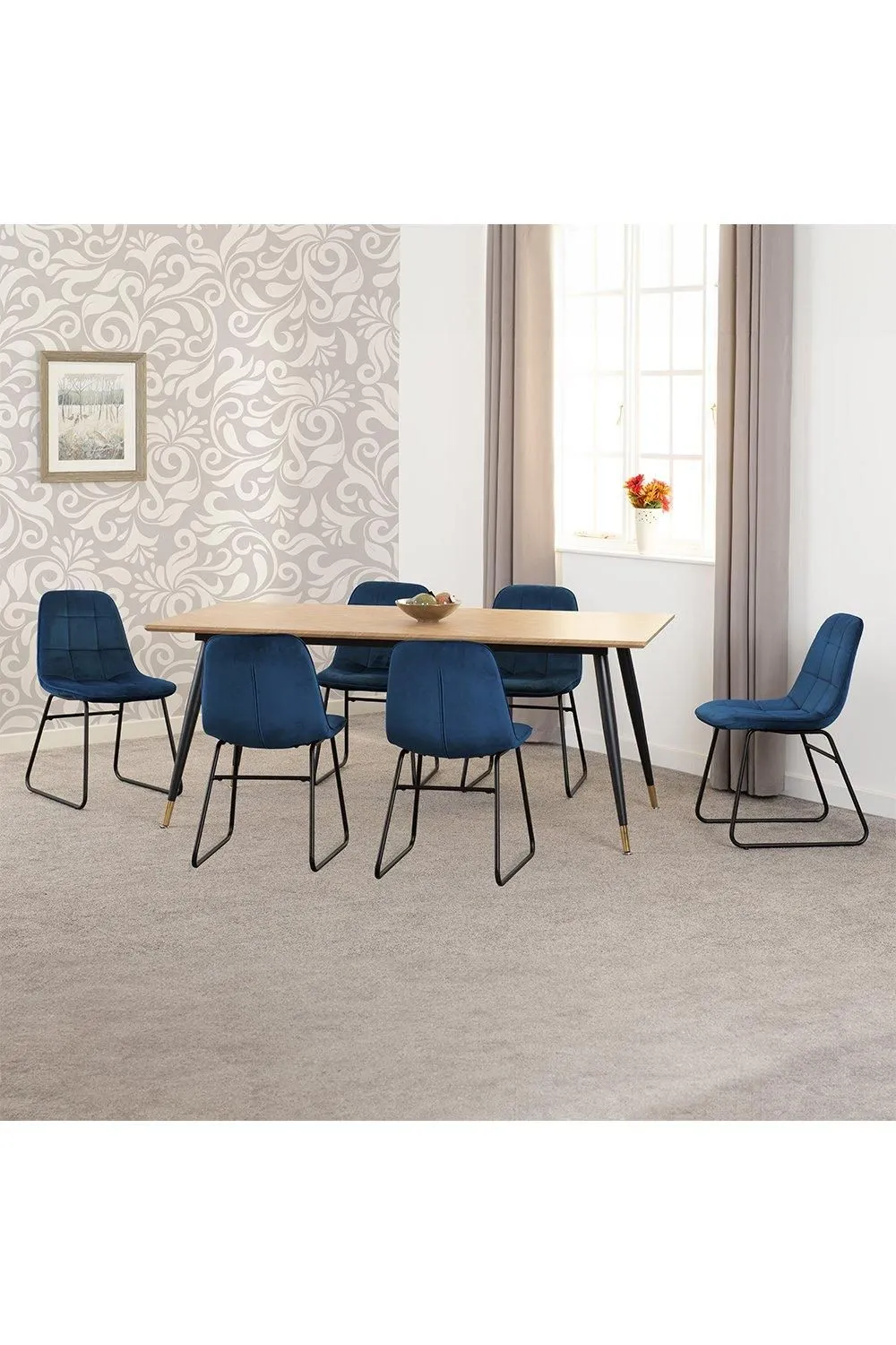 Seconique Hamilton Large Dining Set with Lukas Chairs in Blue 1
