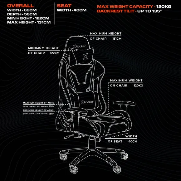 X Rocker Agility Sport Office Gaming Chair 6